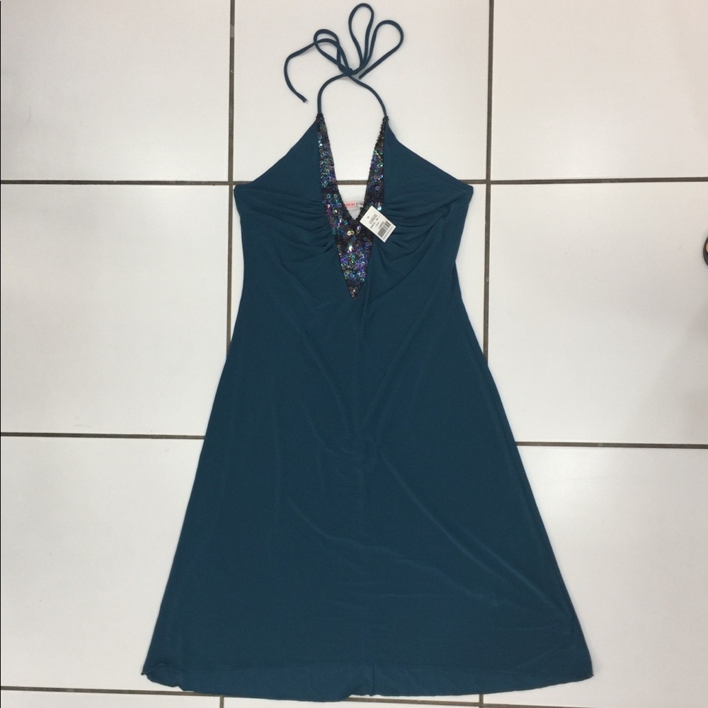 NWT Georgiou Studio Teal Halter Dress